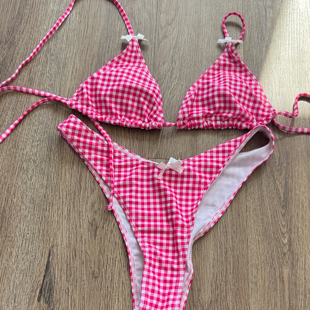 Pink Gingham Bikini Set